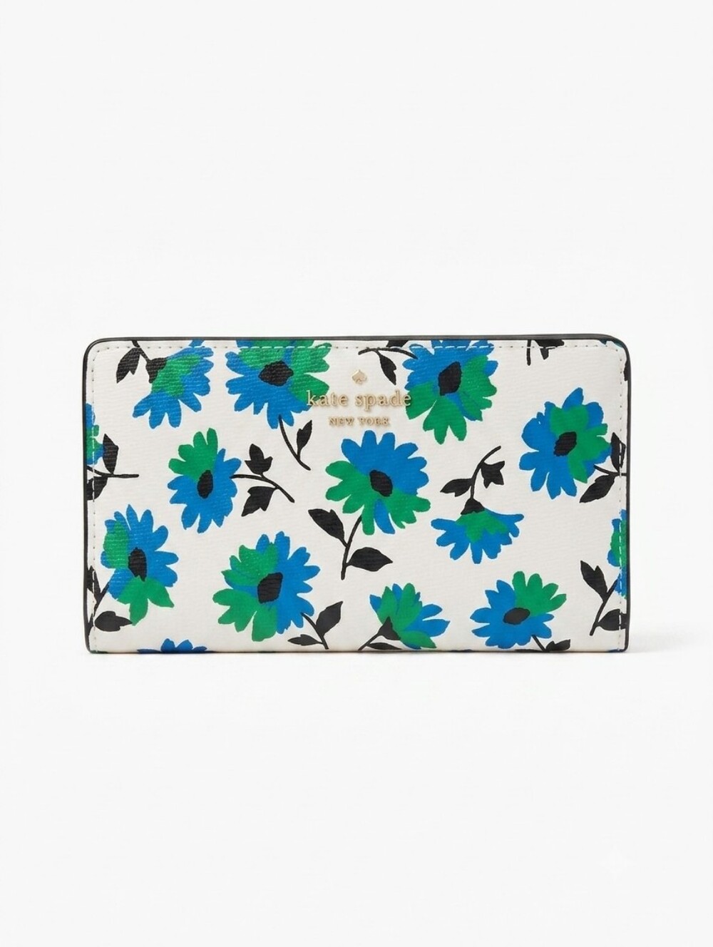 kate spade Floral Wallet — White with Blue & Green Flowers
